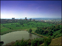 Aerial view of Hanley and the surrounding countryside