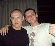 Maciej (right) with a friend
