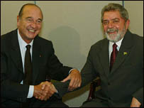 Lula encontrou em Nova York o presidente francês, Jacques Chirac