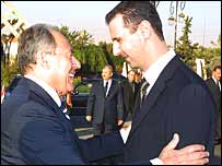 بشار اسد و اميل لحود رييسان جمهوری سوريه و لبنان