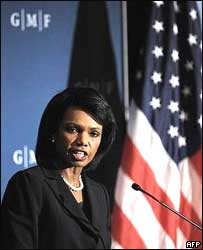 A secretária de Estado dos Estados Unidos, Condoleezza Rice, em discurso nesta quinta-feira