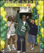 Michael Watson finishes the 2003 London Marathon