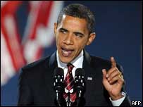 Barack Obama no discurso da vitória, em Chicago (AFP)