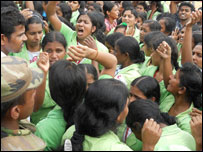 Protest against Pension Bill by FTZ workers in Katunayake (file photo)