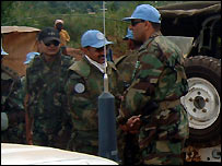 Membros das forças de paz da ONU no Congo