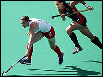 Rachel Walker playing for England