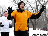 Mike Huckabee fazendo campanha em Iowa