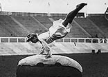 Danish lady gymnast practicing at the White City stadium