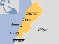 लेबनान का नक्शा