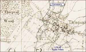 Map of Thiepval as it was at the time of the Somme