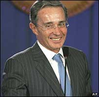 O presidente da Colômbia, Álvaro Uribe