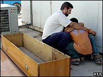 عزاداری عراقی ها در سردخانه يکی از بيمارستان های بغداد