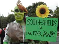 Great North runner dressed as Shrek