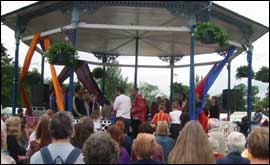 Band stand at Leamington Peace Festival 