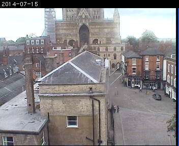Looking at the West Front of Lincoln Cathedral.