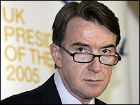 Avrupa Komisyonu'nun ticaretten sorumlu üyesi Peter Mandelson 