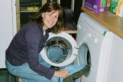 Julia Hailes by washing machine