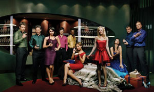 Hotel Babylon: (L-R) Charlie (Max Beesley), Tony (Dexter Fletcher), Anna (Emma Pierson), Jack (Lee Williams), Ben (Michael Obiora), Jackie (Natalie Mendoza), Emily (Alexandra Moen), Tanya (Danira Govic), Gino (Martin Marquez) and James (Ray Coulthard)