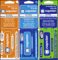 Cartões pré-pagos do Napster