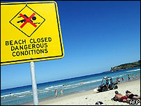 Praia interditada em Sydney, na Austrália