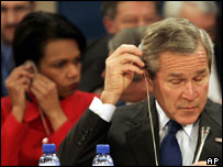 جورج بوش و رايس در سفر اروپا