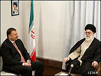 الهام علی اف، رييس جمهوری آذربايجان با آيت الله خامنه ای، رهبر جمهوری اسلامی ديدار کرد