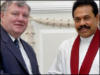 John Cushnahan with President Rajapaksa (AP photo)