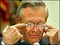 O secretário de Defesa dos Estados Unidos, Donald Rumsfeld