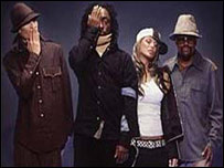 Os integrantes do grupo de hip hop americano Black Eyed Peas