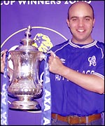 Adam Thomas with the FA Cup