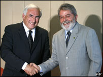 Dominique Strauss-Kahn e o presidente Luiz Inácio Lula da Silva (foto de arquivo)