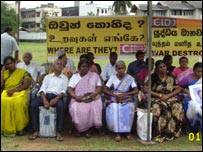Relatives of the disappeared protesting in Colombo (file photo)