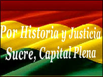 Cartaz de manifestação em Sucre