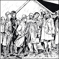 Japanese guard hitting a POW at the camp