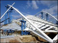 Obras no velódromo, em Atenas