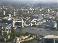 伦敦塔桥地区鸟瞰图