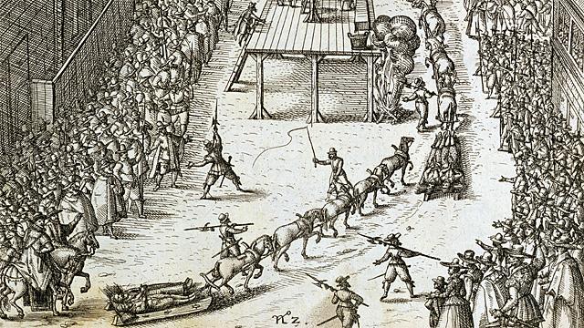 Execution of Guy Fawkes and associates, from Verratheren in England, 1606