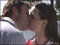 Actors kissing
