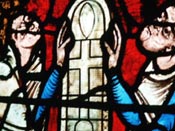 Stained glass window inside a church