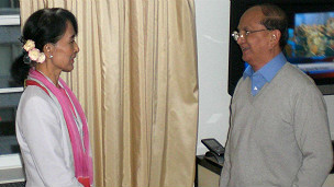 緬甸總統吳登盛與昂山素季在紐約會面