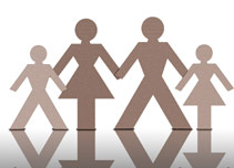 A paper chain of a family cut out