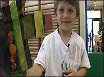 Christian with his scarecrow