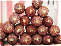 Polish sausage on display