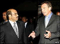 Etiyopya Başbakanı Meles Zenawi ve Tony Blair 