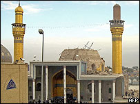 حرم عسکری در سامره پس از بمبگذاری روز چهارشنبه