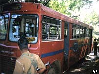 Scene of the bus blast in Buttala