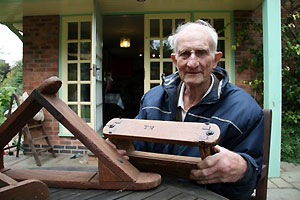 John Burton with his brick moulds