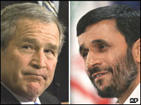 محمود احمدی نژاد و جورج بوش، روسای جمهوری ايران و آمريکا