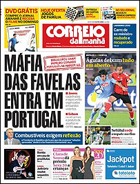Capa da edição de 19 de setembro de 2008 do jornal 'Correio da Manhã'