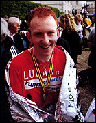 Man after running marathon